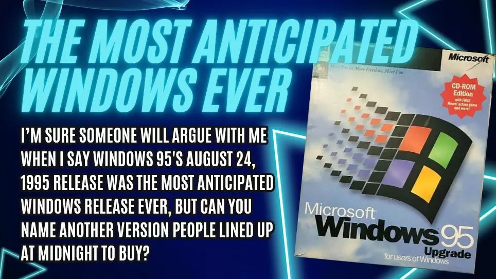 Windows 95 released August 24, 1995