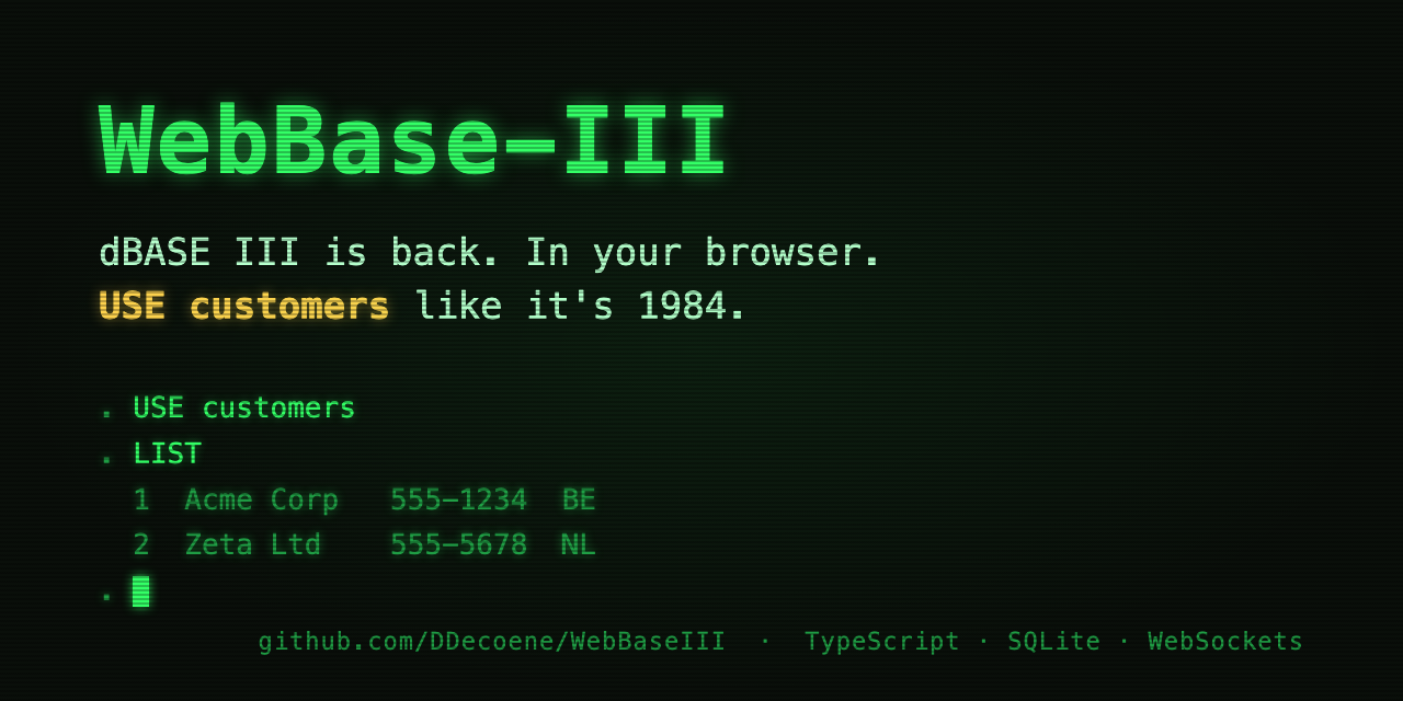 Show HN: WebBase-III – dBASE III rebuilt in the browser with its own interpreter