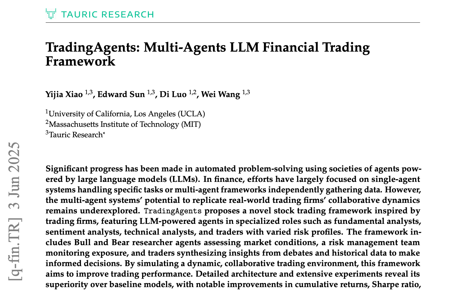 Multi-Agents LLM Financial Trading Framework