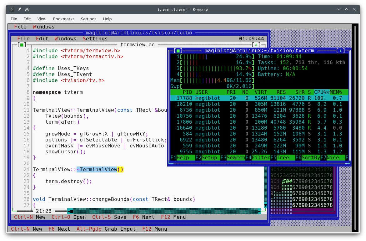 A terminal emulator that runs in your terminal. Powered by Turbo Vision