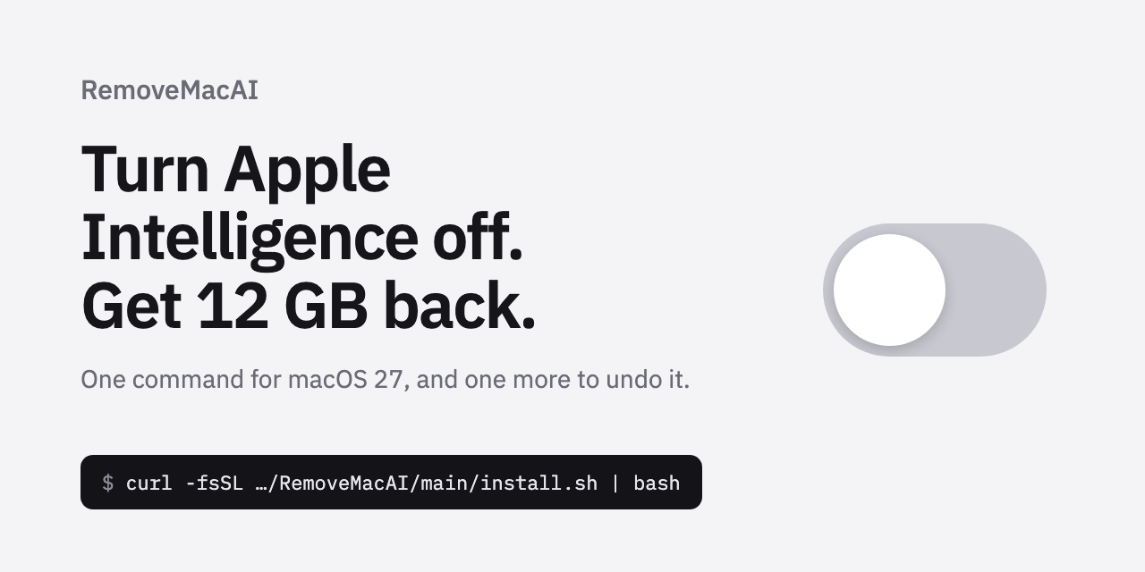 Turn off Apple Intelligence on macOS 27 and get its disk space back